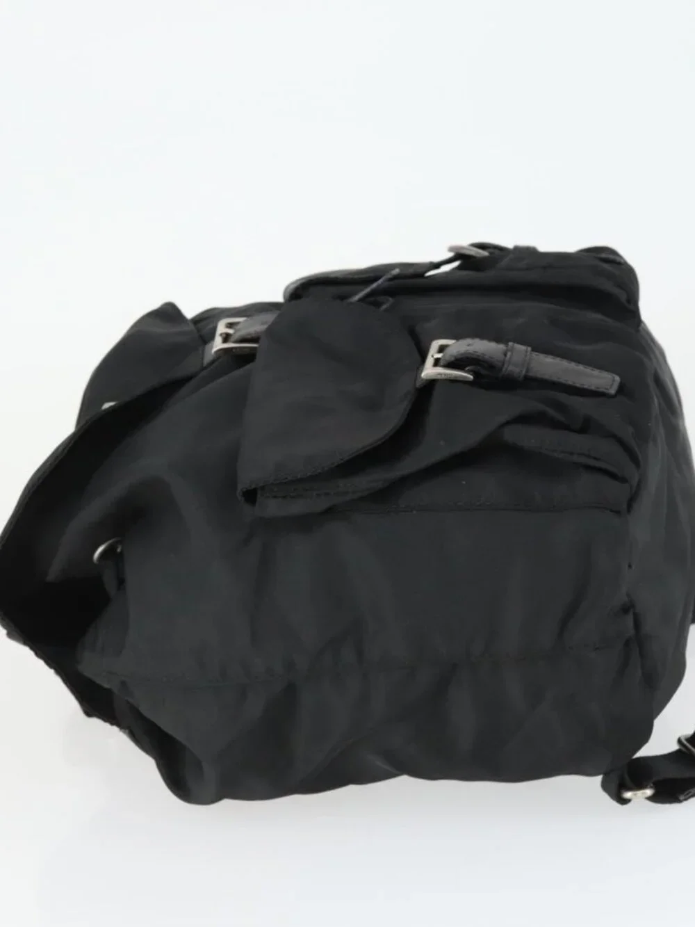 PRADA Backpack Nylon Black Silver Auth bs33077